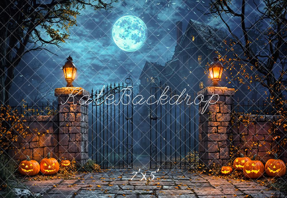 Kate Halloween Moon Castle Pumpkin Backdrop Designed by Emetselch