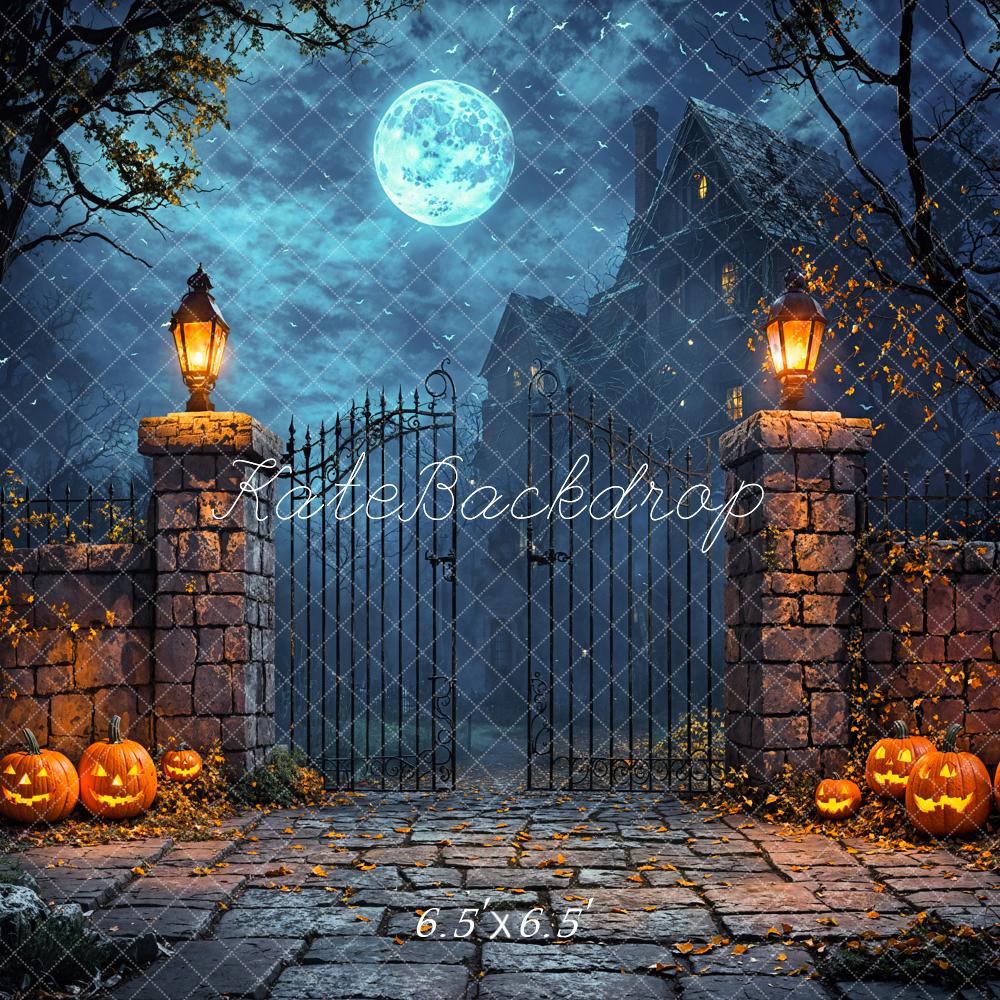 Kate Halloween Moon Castle Pumpkin Backdrop Designed by Emetselch