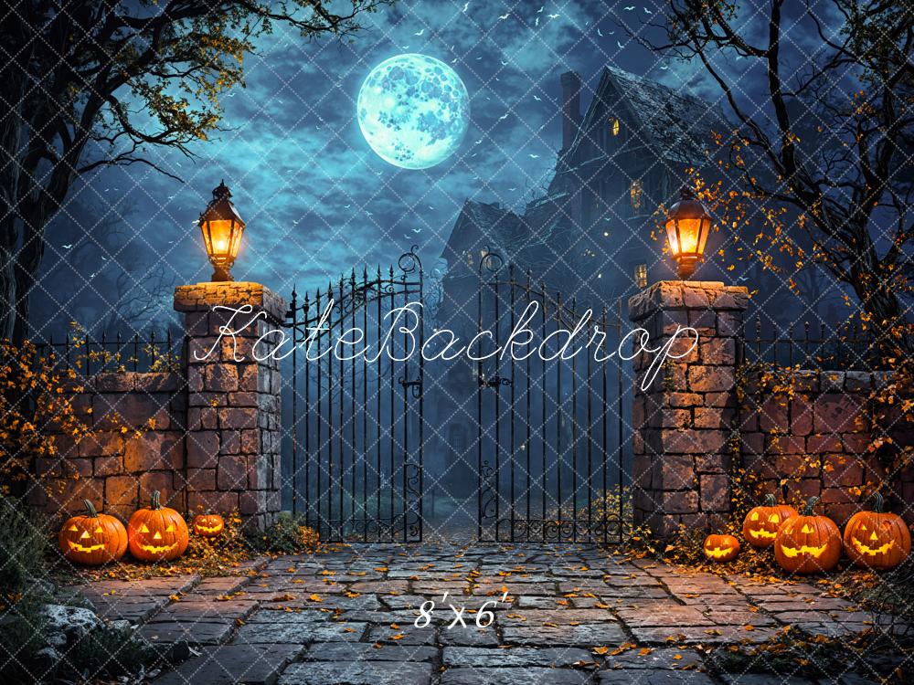 Kate Halloween Moon Castle Pumpkin Backdrop Designed by Emetselch