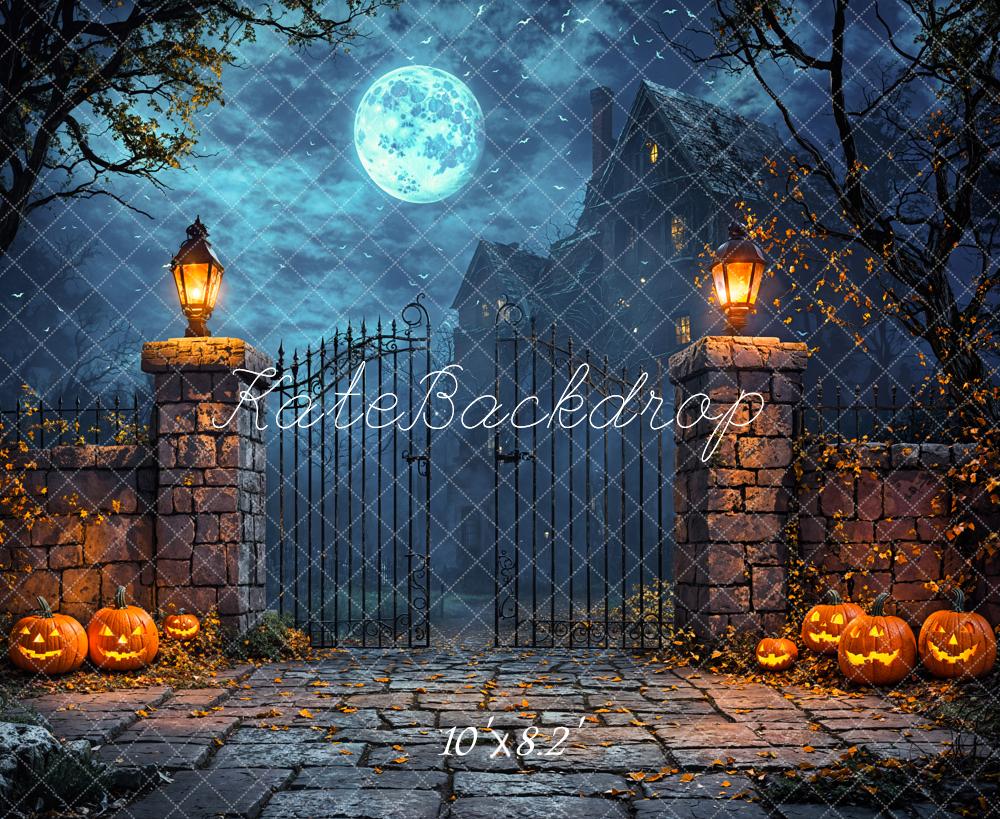 Kate Halloween Moon Castle Pumpkin Backdrop Designed by Emetselch