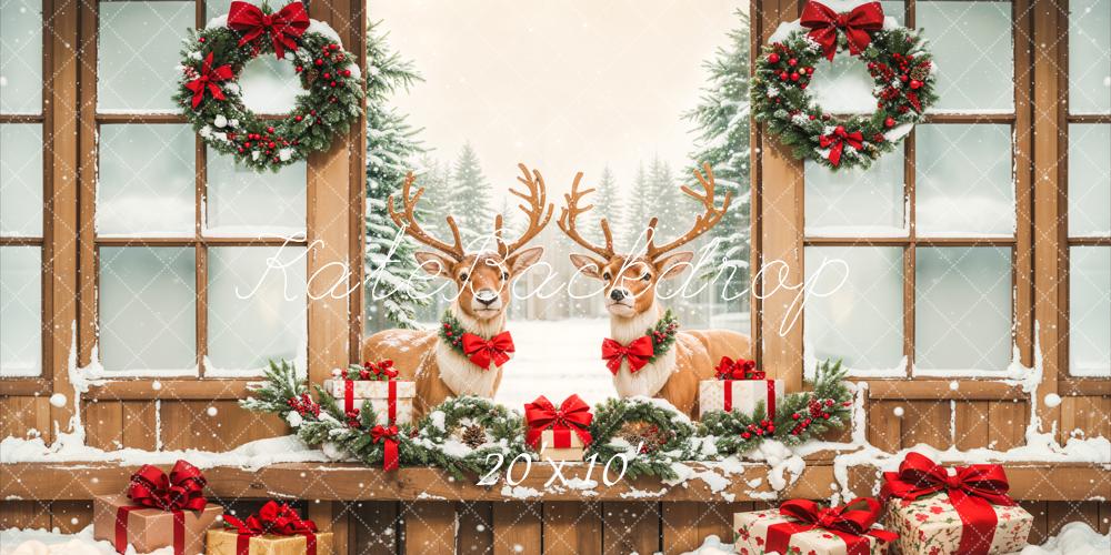 Kate Christmas Elks Winter Snow Backdrop Designed by Emetselch