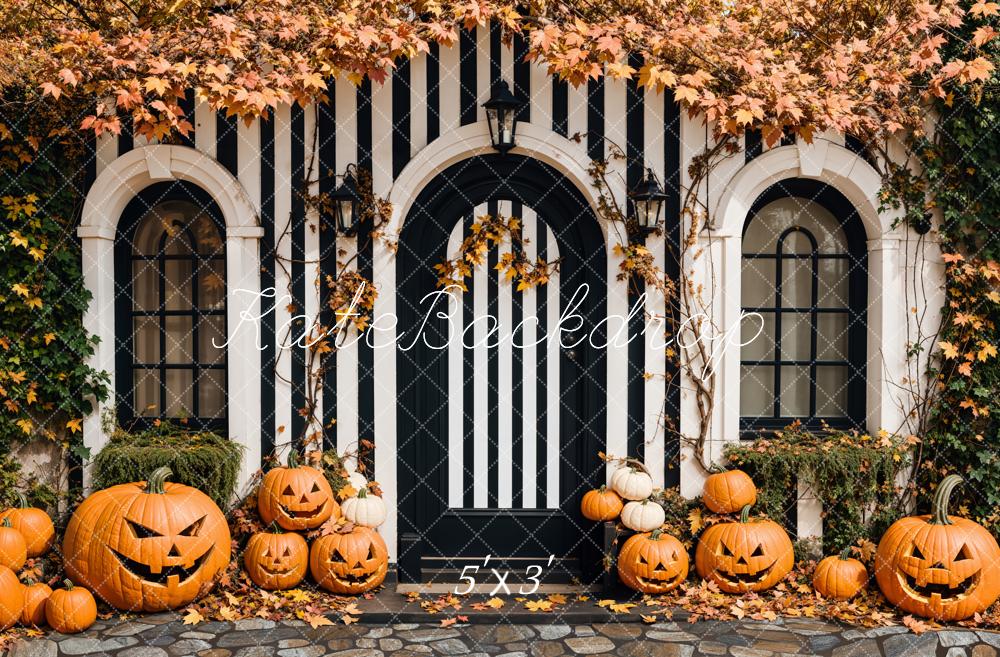 Kate Black White Arch Pumpkin Backdrop Designed by Emetselch