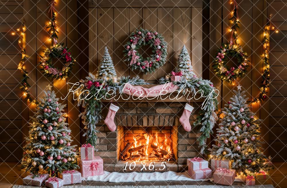 Kate Merry Christmas Fireplace Backdrop Designed by Emetselch