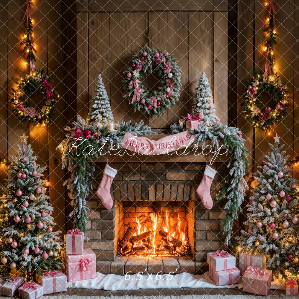 Kate Merry Christmas Fireplace Backdrop Designed by Emetselch