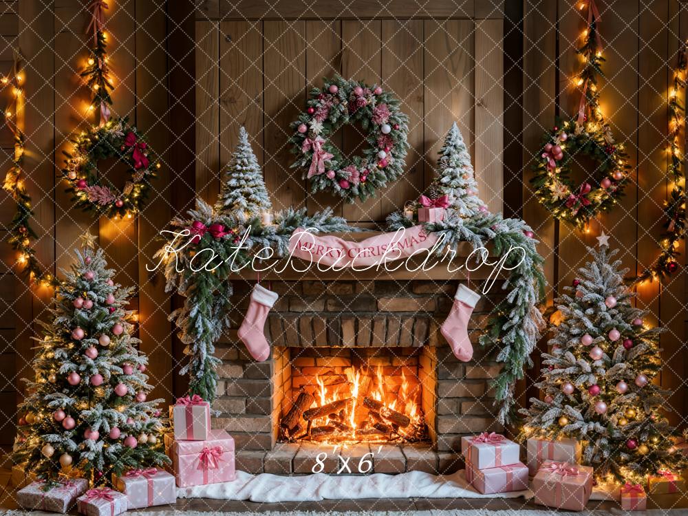 Kate Merry Christmas Fireplace Backdrop Designed by Emetselch