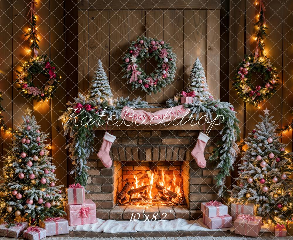 Kate Merry Christmas Fireplace Backdrop Designed by Emetselch