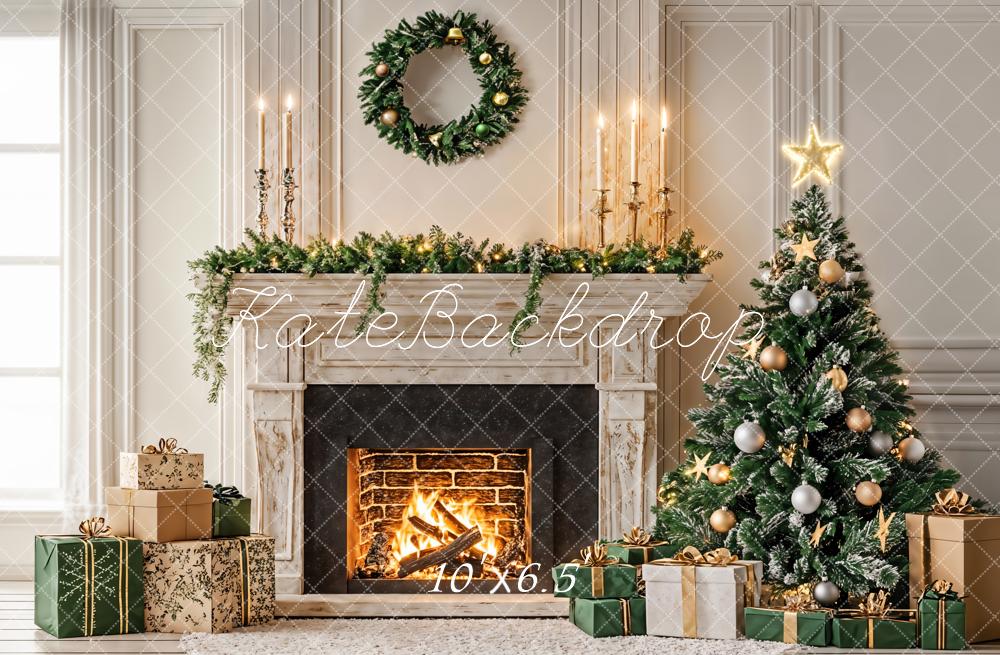 Kate Christmas Tree Candle Fireplace Backdrop Designed by Emetselch