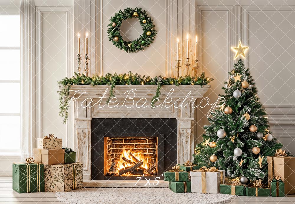 Kate Christmas Tree Candle Fireplace Backdrop Designed by Emetselch