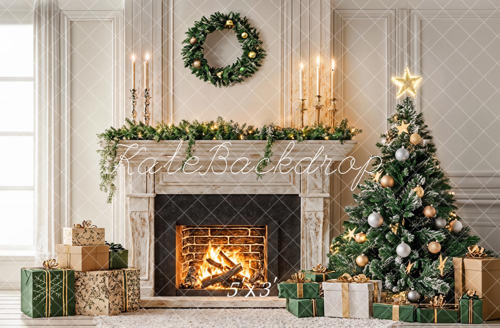 Kate Christmas Tree Candle Fireplace Backdrop Designed by Emetselch