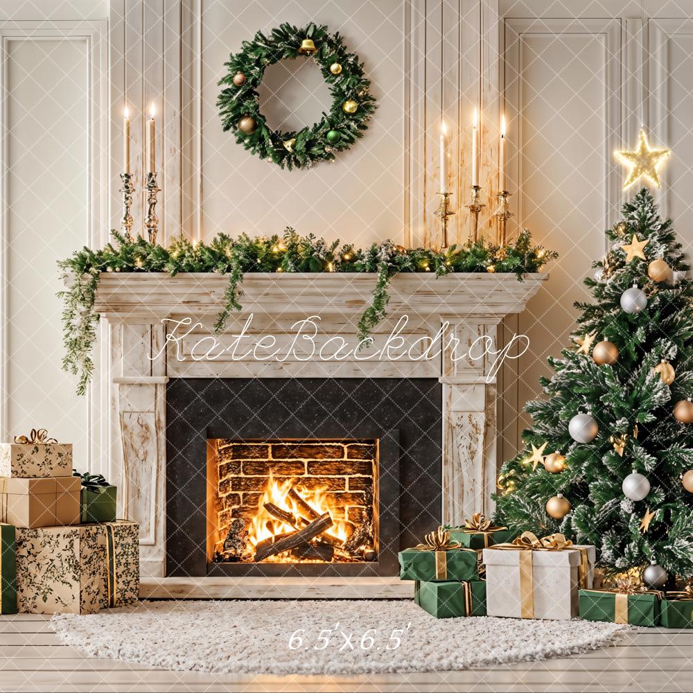 Kate Christmas Tree Candle Fireplace Backdrop Designed by Emetselch