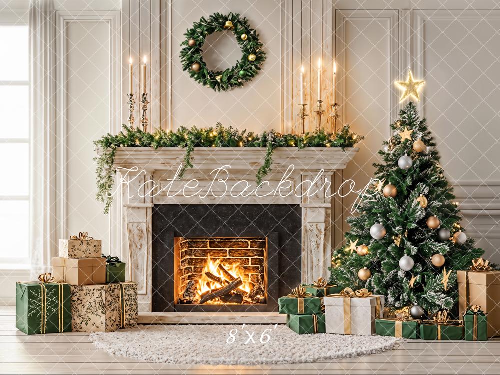 Kate Christmas Tree Candle Fireplace Backdrop Designed by Emetselch