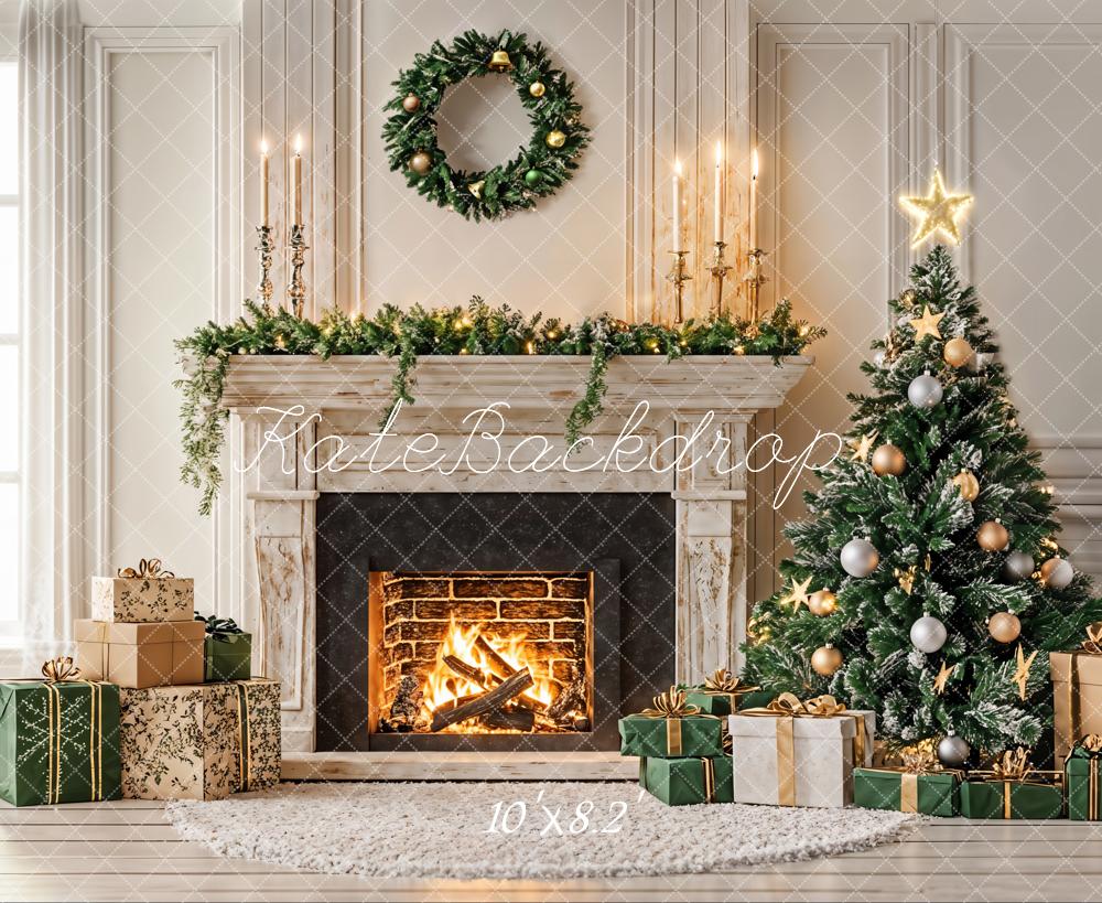 Kate Christmas Tree Candle Fireplace Backdrop Designed by Emetselch