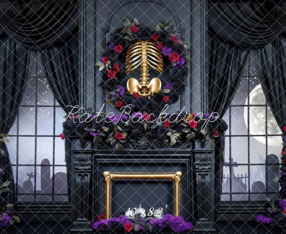 Kate Skeleton Room Fireplace Backdrop Halloween Designed by Mini MakeBelieve