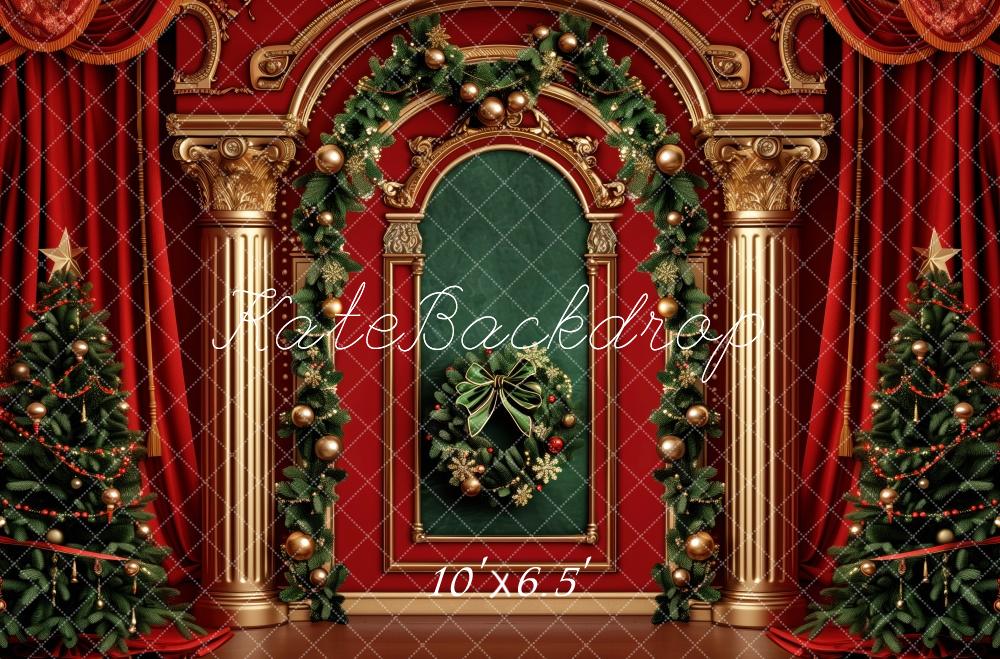 Kate Elegant Christmas Garland Trees Backdrop Designed by Patty Robert