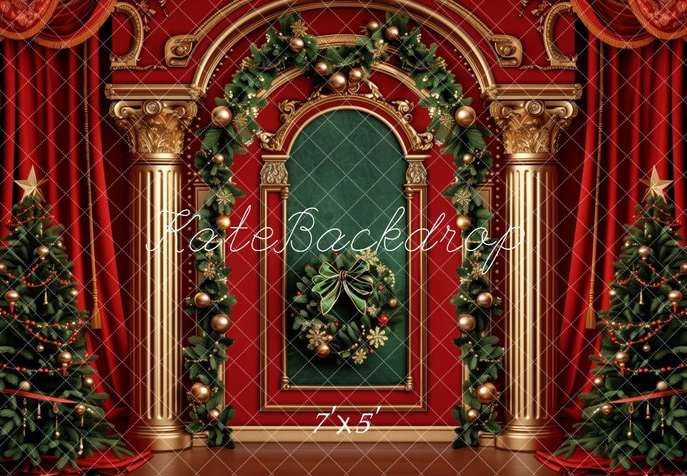 Kate Elegant Christmas Garland Trees Backdrop Designed by Patty Robert