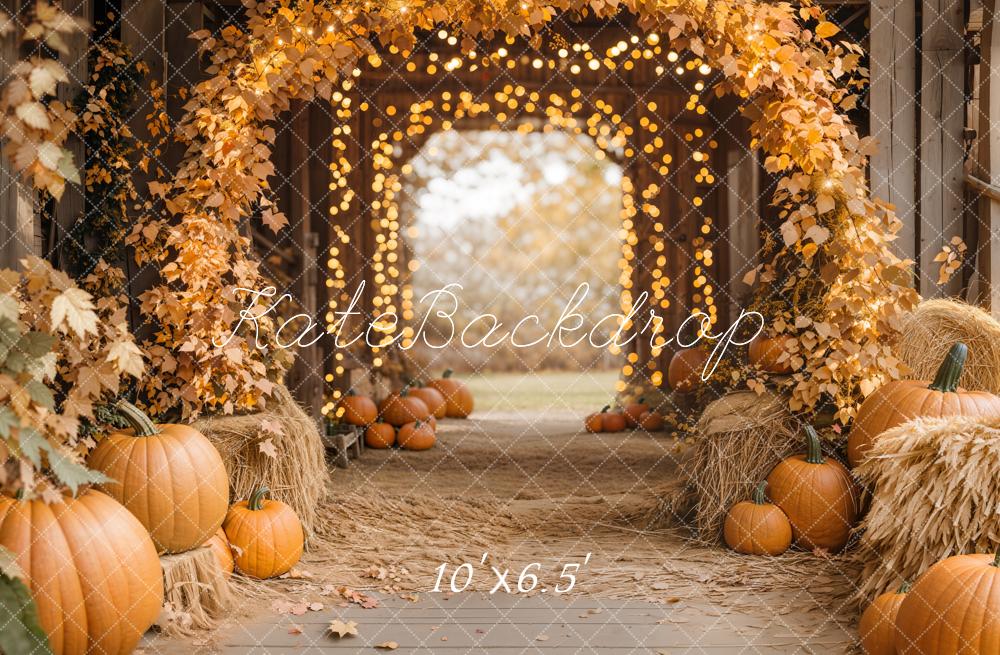 Kate Fall Maple Arch Pumpkins Barn Backdrop Designed by Emetselch