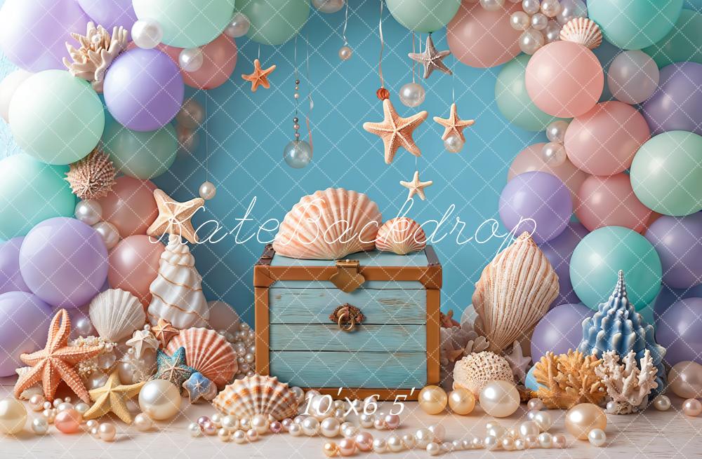 Kate Cake Smash Sea Colorful Balloons Backdrop Designed by Emetselch