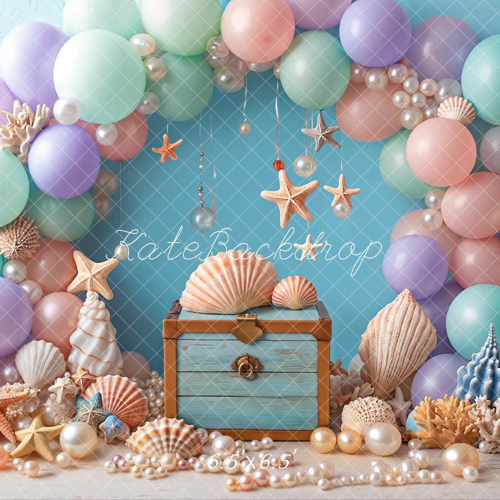 Kate Cake Smash Sea Colorful Balloons Backdrop Designed by Emetselch