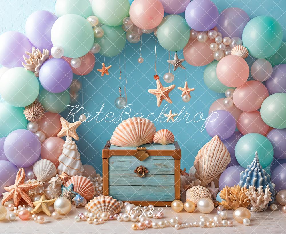 Kate Cake Smash Sea Colorful Balloons Backdrop Designed by Emetselch