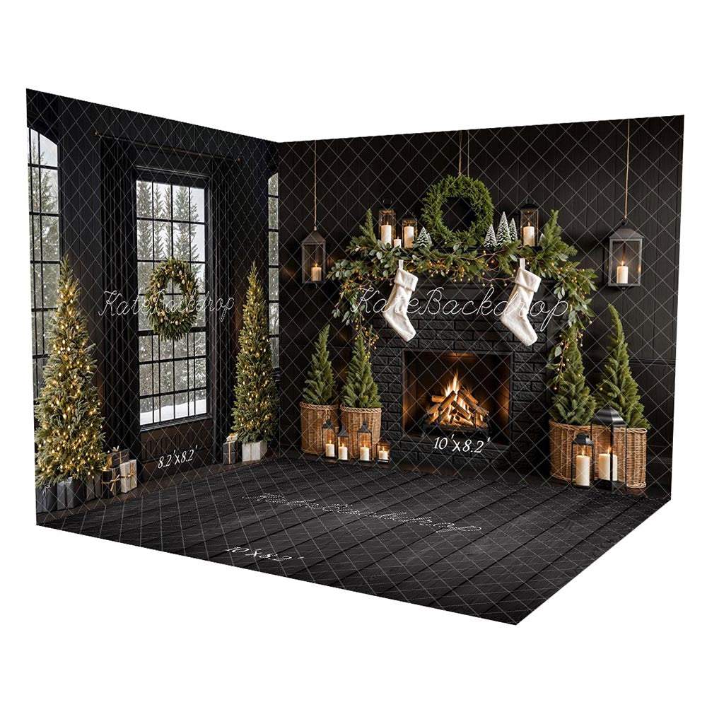 Kate Black Christmas Fireplace Room Set(8ftx8ft&10ftx8ft&8ftx10ft)