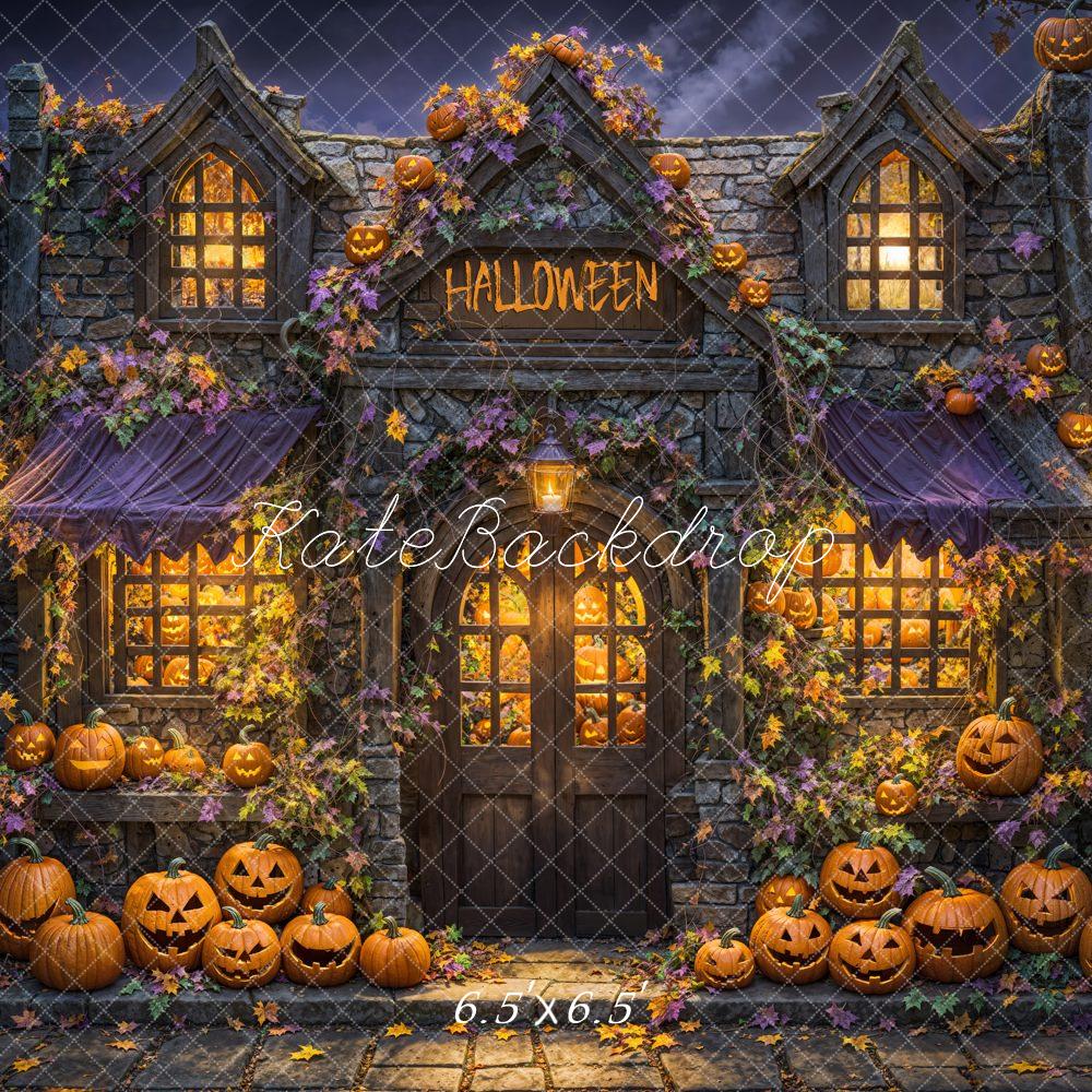 Kate Halloween Backdrop House Pumpkins Designed by Emetselch