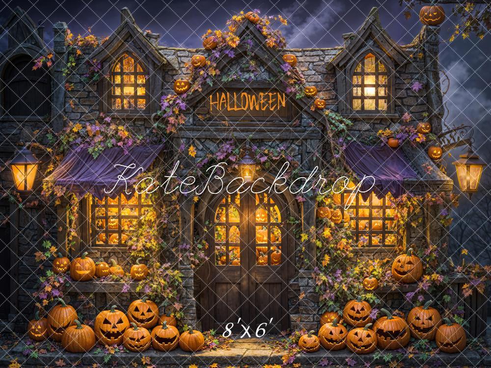 Kate Halloween Backdrop House Pumpkins Designed by Emetselch