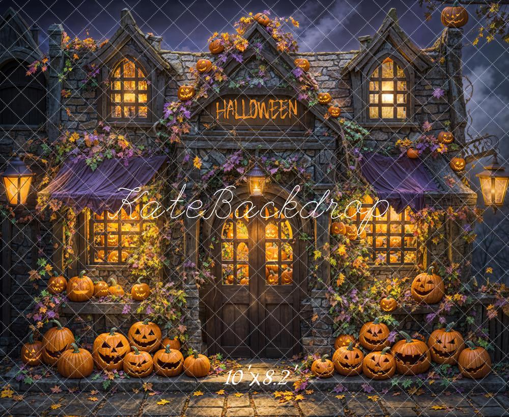 Kate Halloween Backdrop House Pumpkins Designed by Emetselch