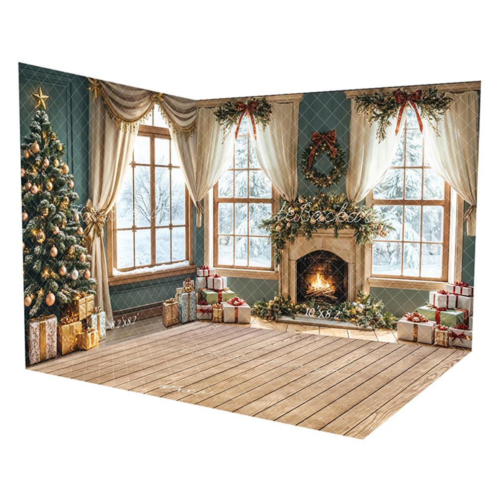 Kate Christmas Fireplace Gifts Window Room Set(8ftx8ft&10ftx8ft&8ftx10ft)