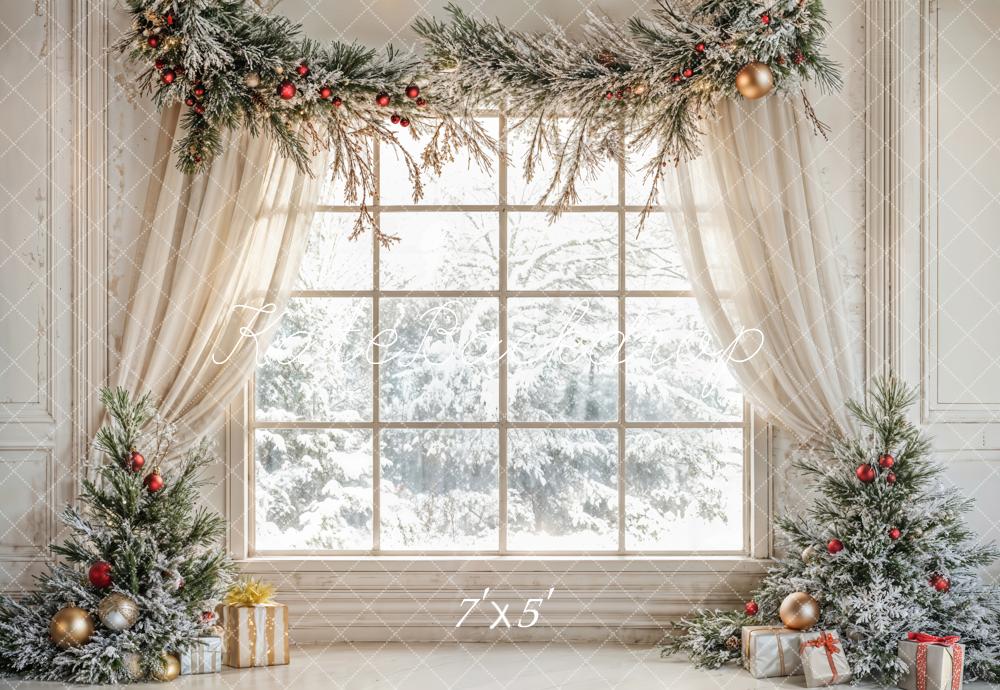 Kate Christmas Tree Window Curtains Backdrop Designed by Emetselch