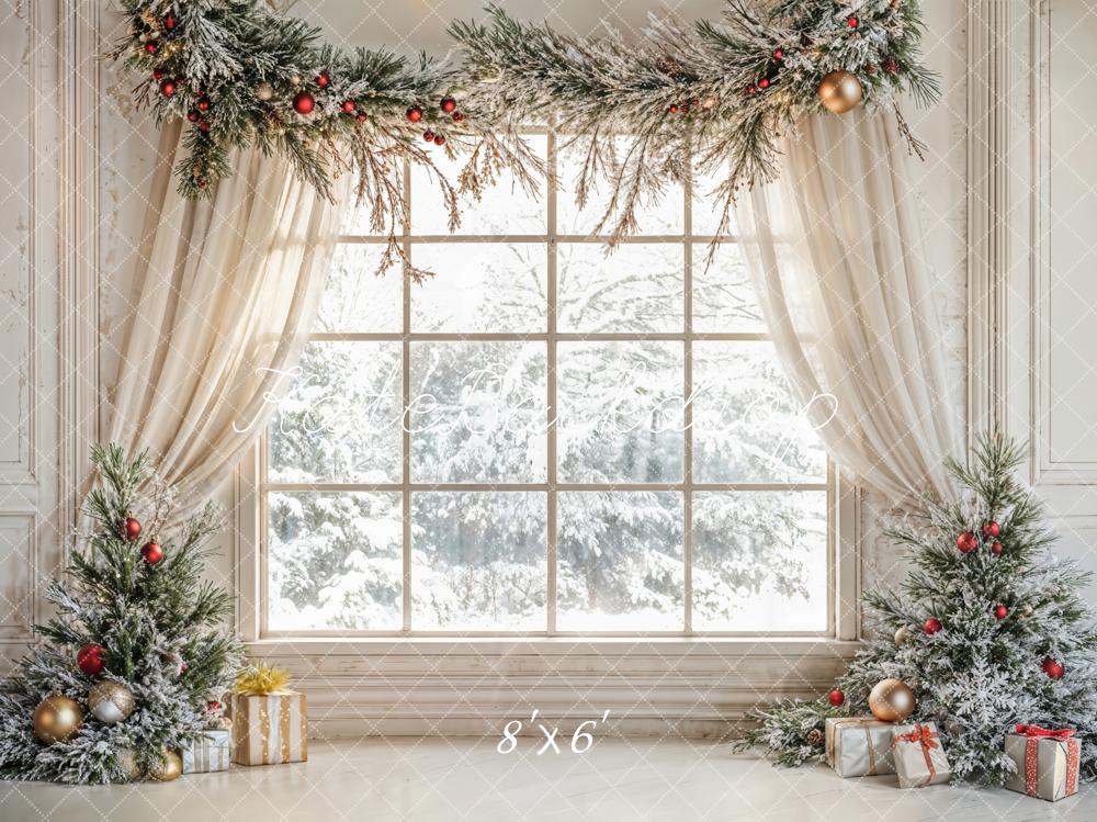 Kate Christmas Tree Window Curtains Backdrop Designed by Emetselch