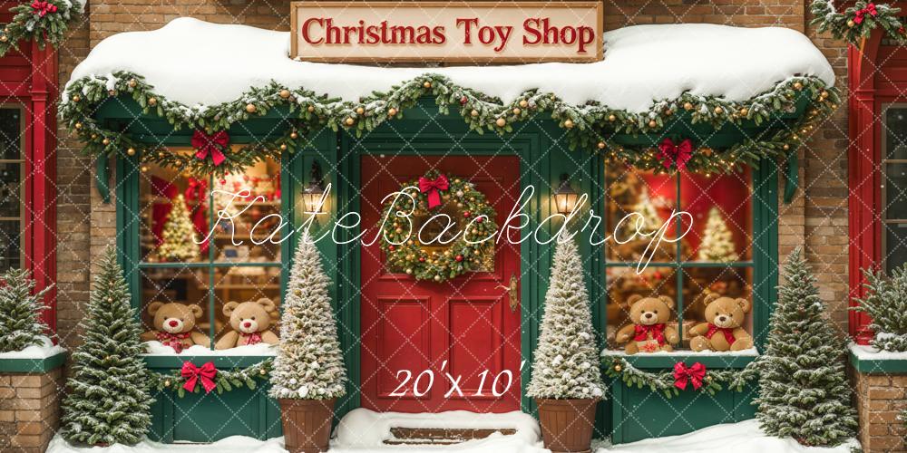 Kate Christmas Toy Shop Backdrop Snow Green Designed by Emetselch