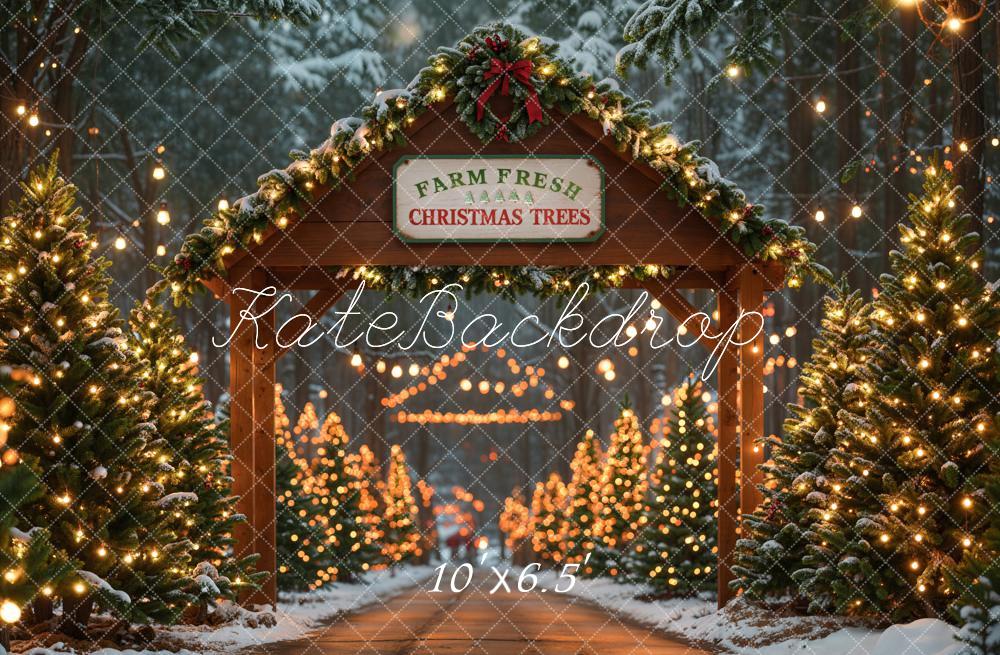 Kate Farm Fresh Christmas Trees Backdrop Bokeh Designed by Emetselch