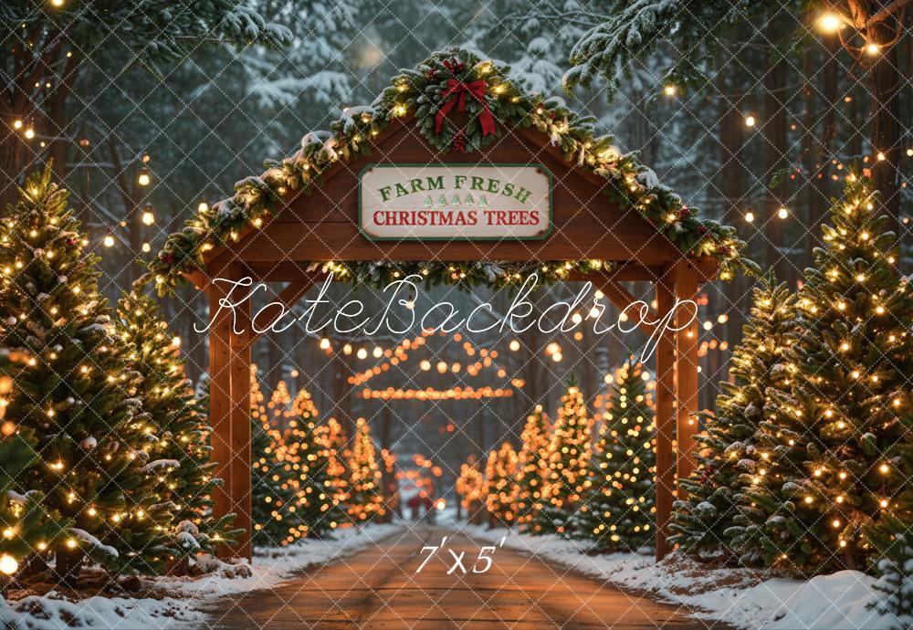 Kate Farm Fresh Christmas Trees Backdrop Bokeh Designed by Emetselch