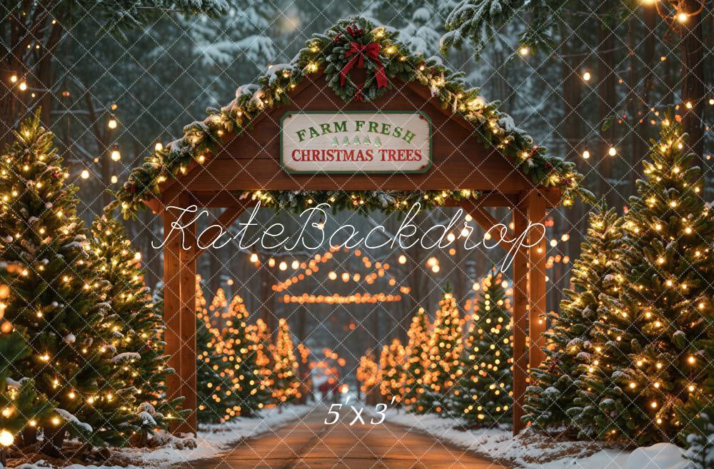 Kate Farm Fresh Christmas Trees Backdrop Bokeh Designed by Emetselch