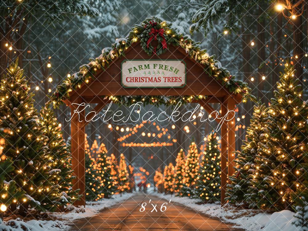 Kate Farm Fresh Christmas Trees Backdrop Bokeh Designed by Emetselch