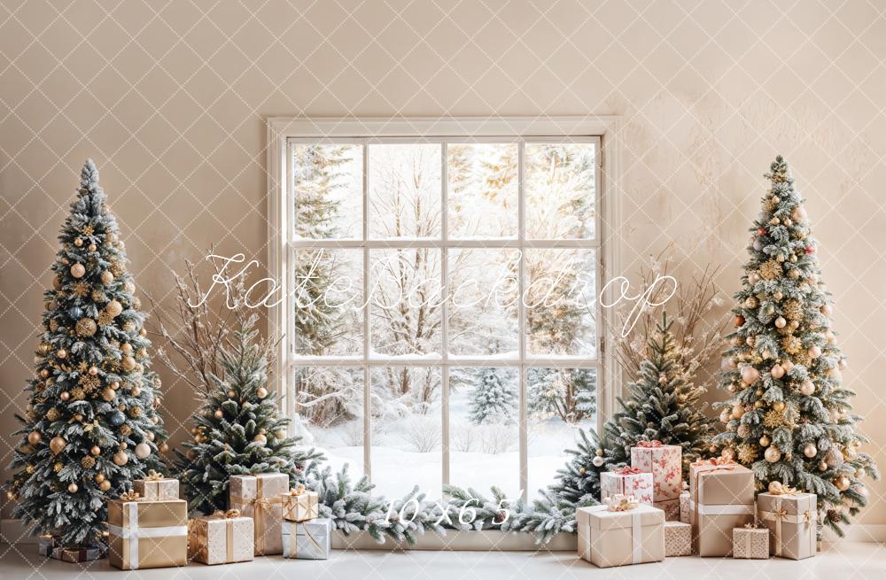 Kate Christmas Trees Snow Window Backdrop Designed by Emetselch