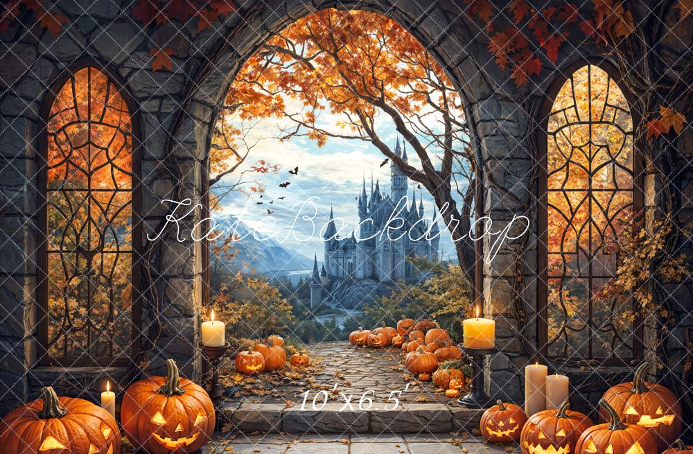 Kate Halloween Pumpkin Arch Castle Backdrop Designed by Emetselch