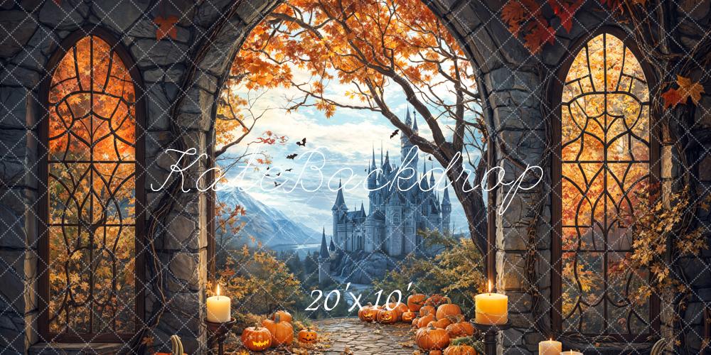 Kate Halloween Pumpkin Arch Castle Backdrop Designed by Emetselch