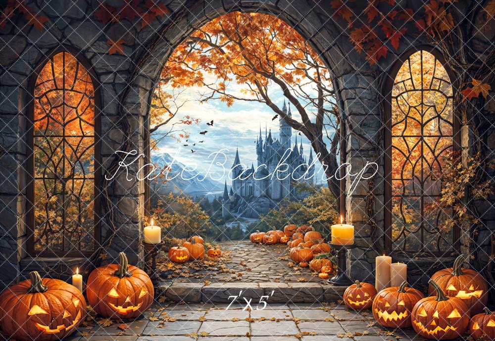 Kate Halloween Pumpkin Arch Castle Backdrop Designed by Emetselch