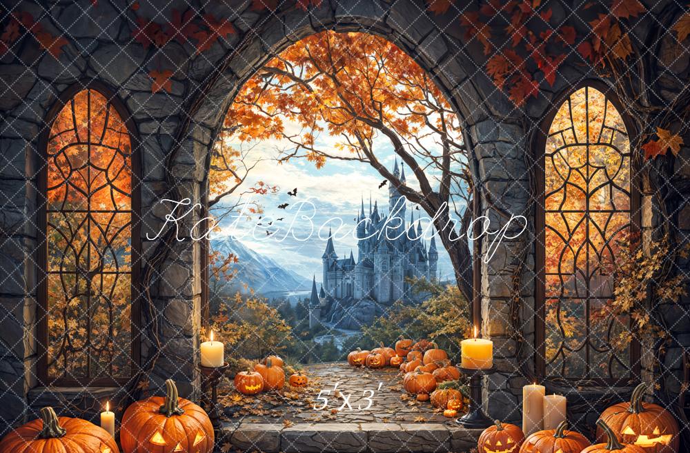 Kate Halloween Pumpkin Arch Castle Backdrop Designed by Emetselch