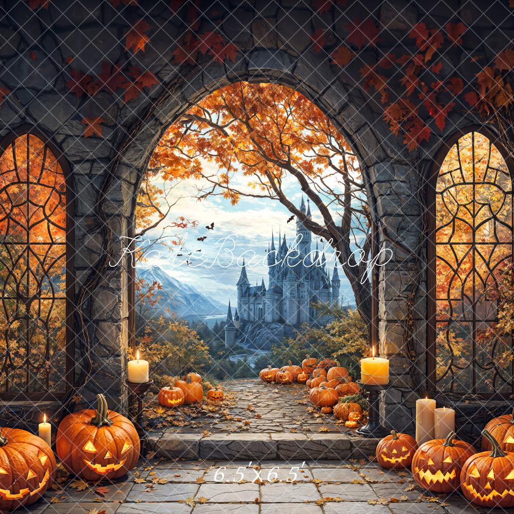 Kate Halloween Pumpkin Arch Castle Backdrop Designed by Emetselch