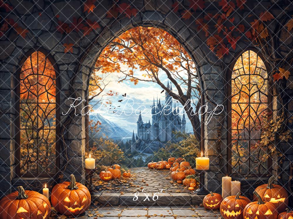 Kate Halloween Pumpkin Arch Castle Backdrop Designed by Emetselch