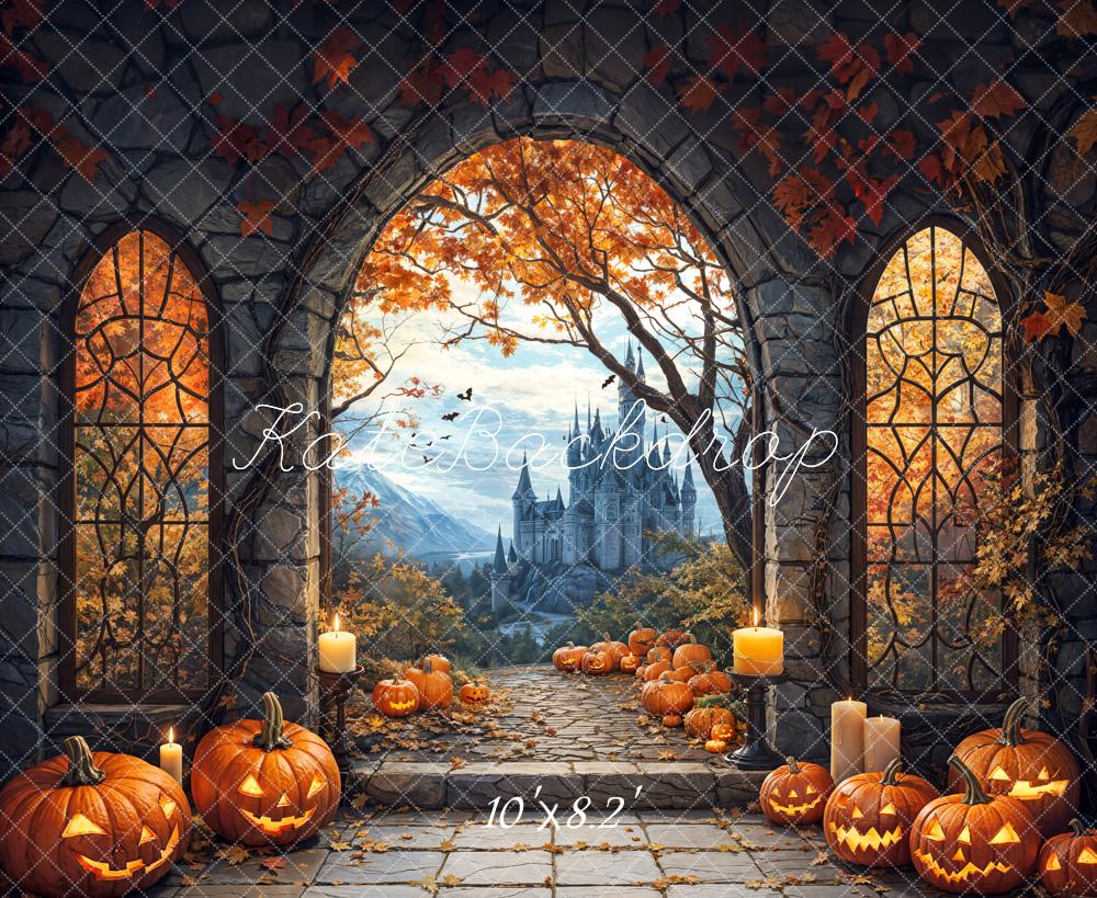 Kate Halloween Pumpkin Arch Castle Backdrop Designed by Emetselch