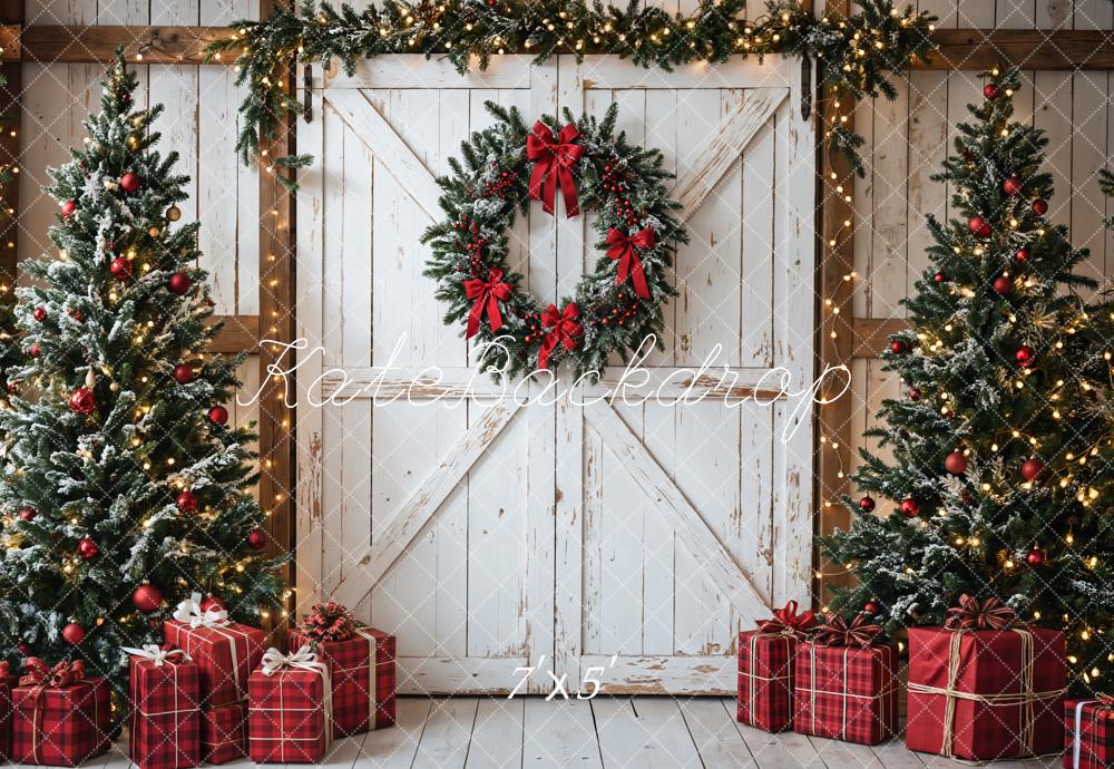 Kate Christmas Tree White Barn Door Backdrop Designed by Emetselch