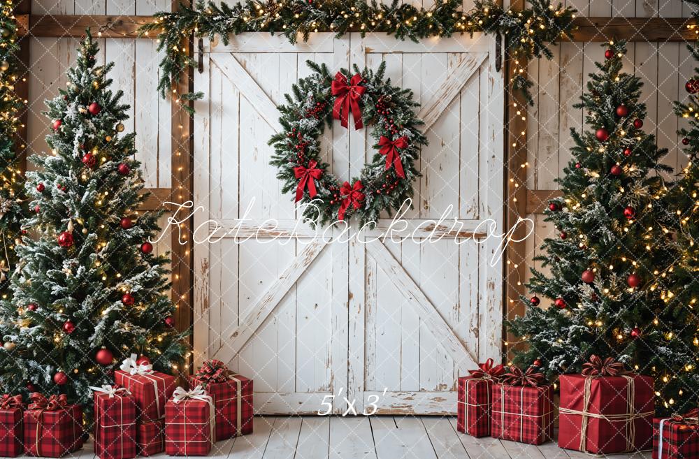 Kate Christmas Tree White Barn Door Backdrop Designed by Emetselch