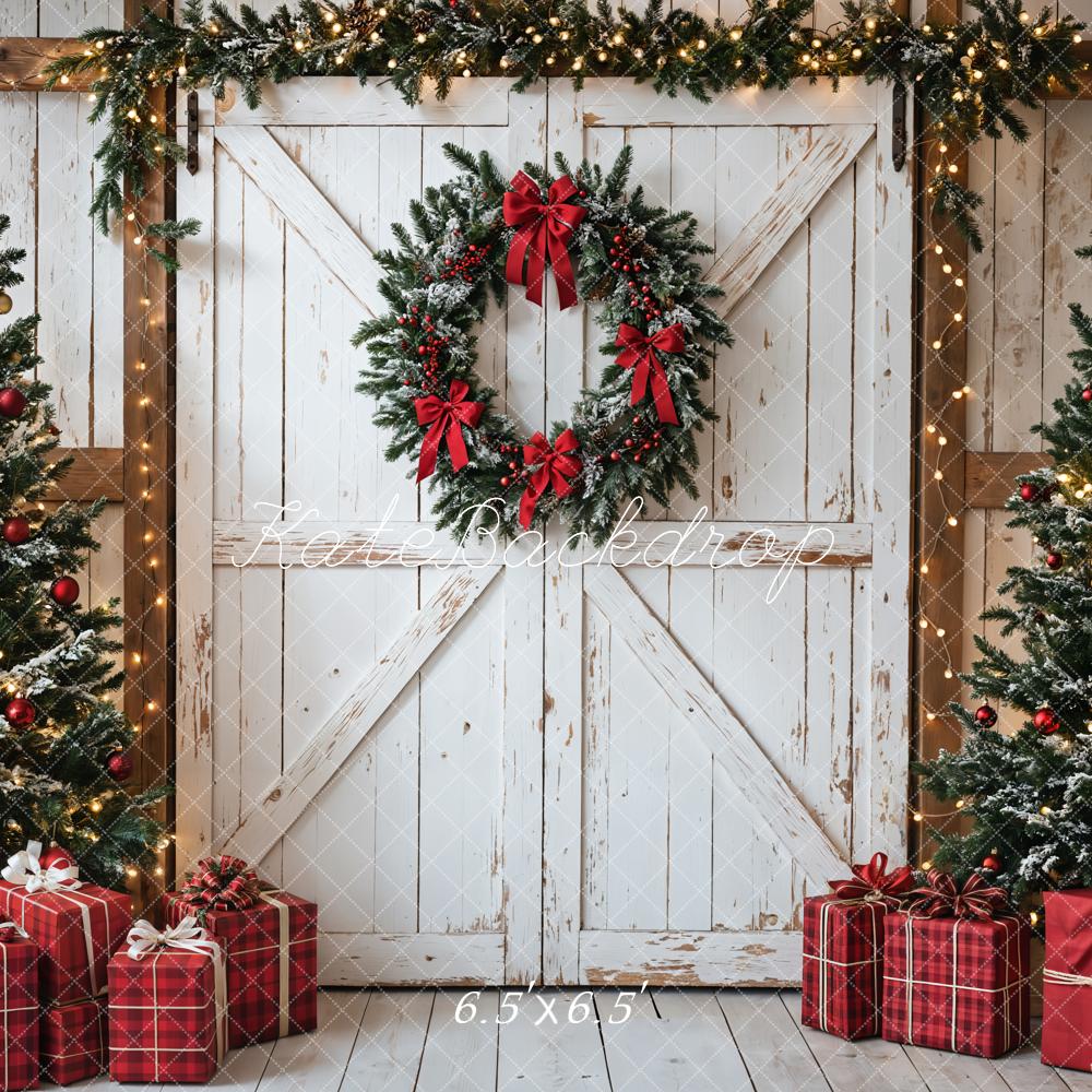 Kate Christmas Tree White Barn Door Backdrop Designed by Emetselch