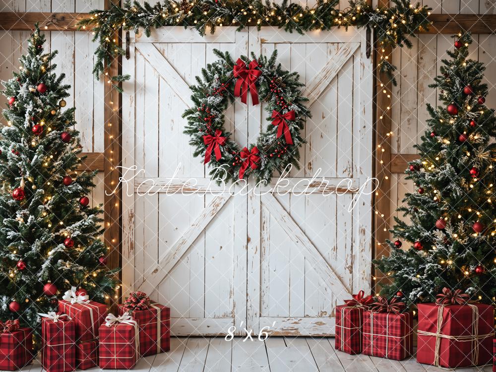 Kate Christmas Tree White Barn Door Backdrop Designed by Emetselch