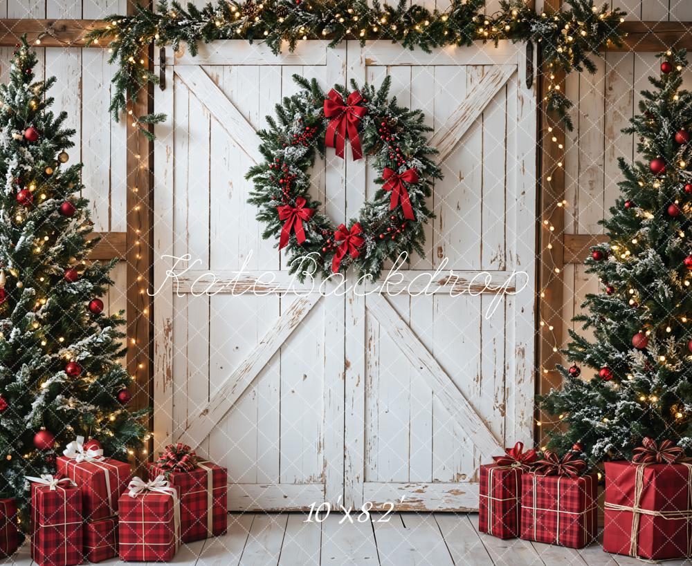 Kate Christmas Tree White Barn Door Backdrop Designed by Emetselch