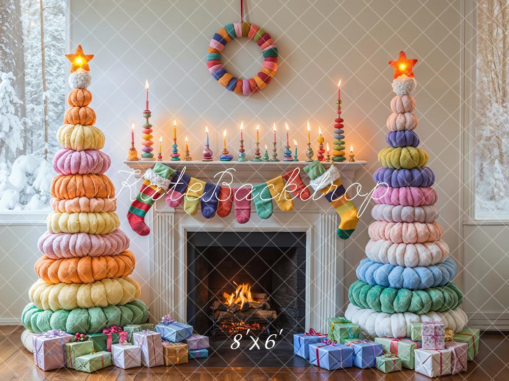 Kate Color Christmas Fireplace Backdrop Designed by Emetselch