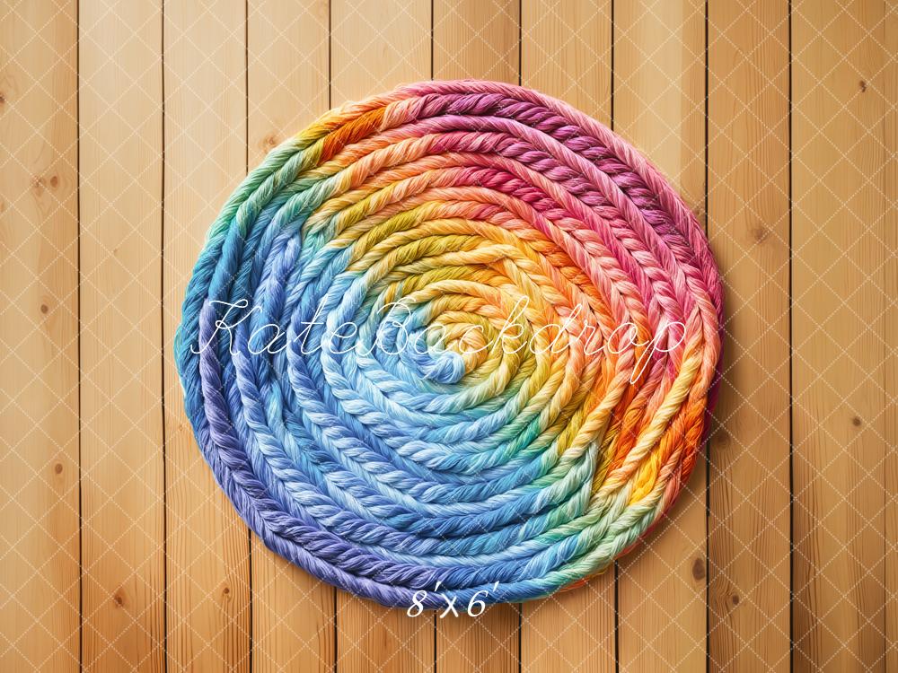 Kate Wood Floor Rainbow Dye Cord Pattern Backdrop Designed by Kate Image